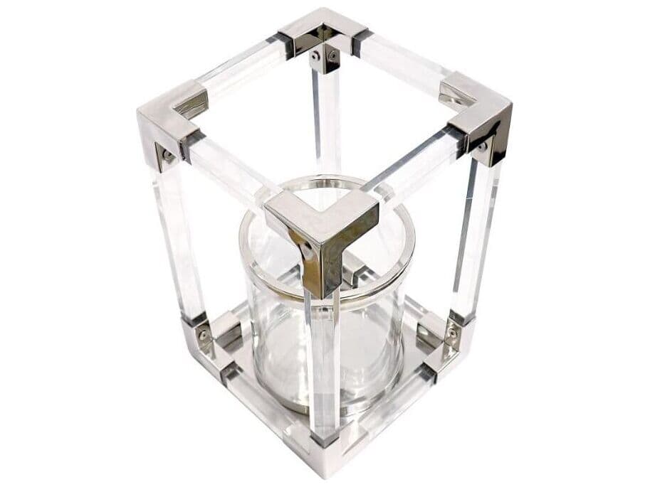 Pasargad Home Beacon Soren Silver Clear Candle Holder