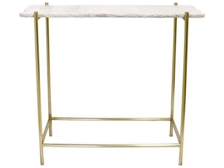 Pasargad Home Beacon Vasto Rectangular Marble White Gold Console Table