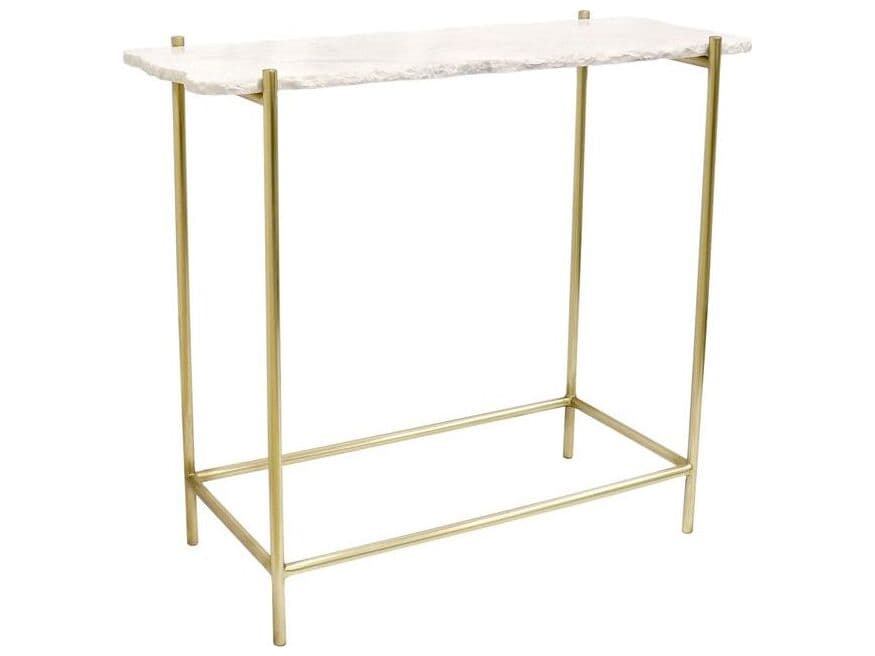Pasargad Home Beacon Vasto Rectangular Marble White Gold Console Table
