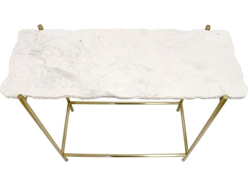 Pasargad Home Beacon Vasto Rectangular Marble White Gold Console Table