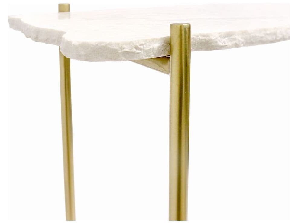 Pasargad Home Beacon Vasto Rectangular Marble White Gold Console Table