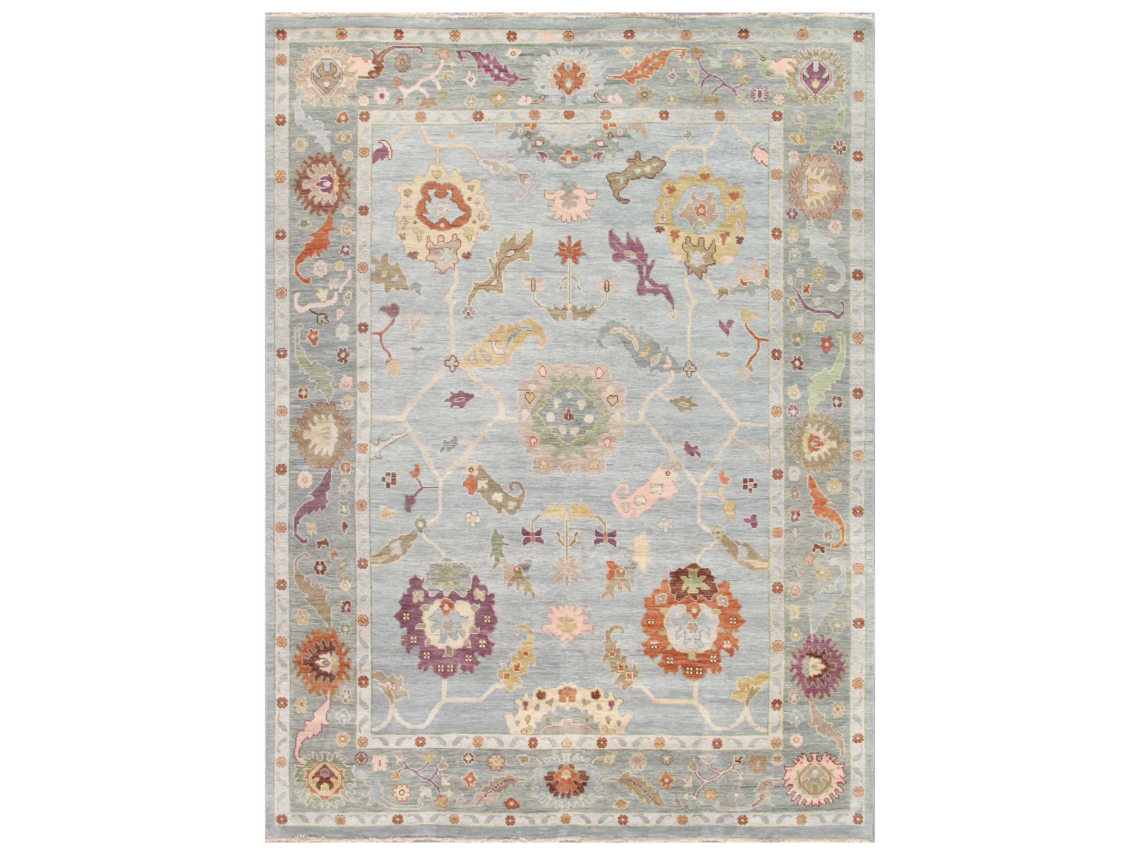 Pasargad Home Oushak Bordered Area Rug