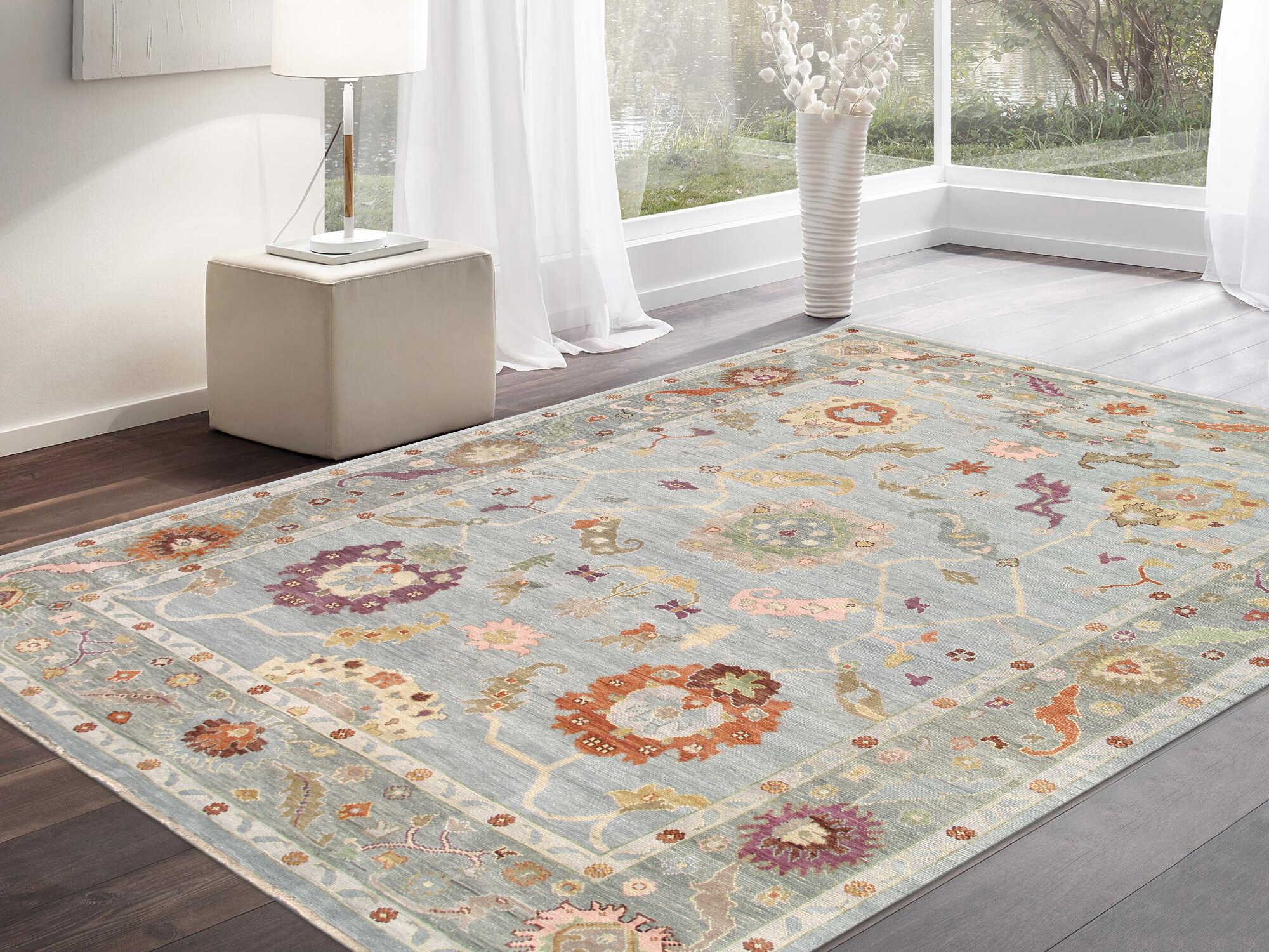Pasargad Home Oushak Bordered Area Rug
