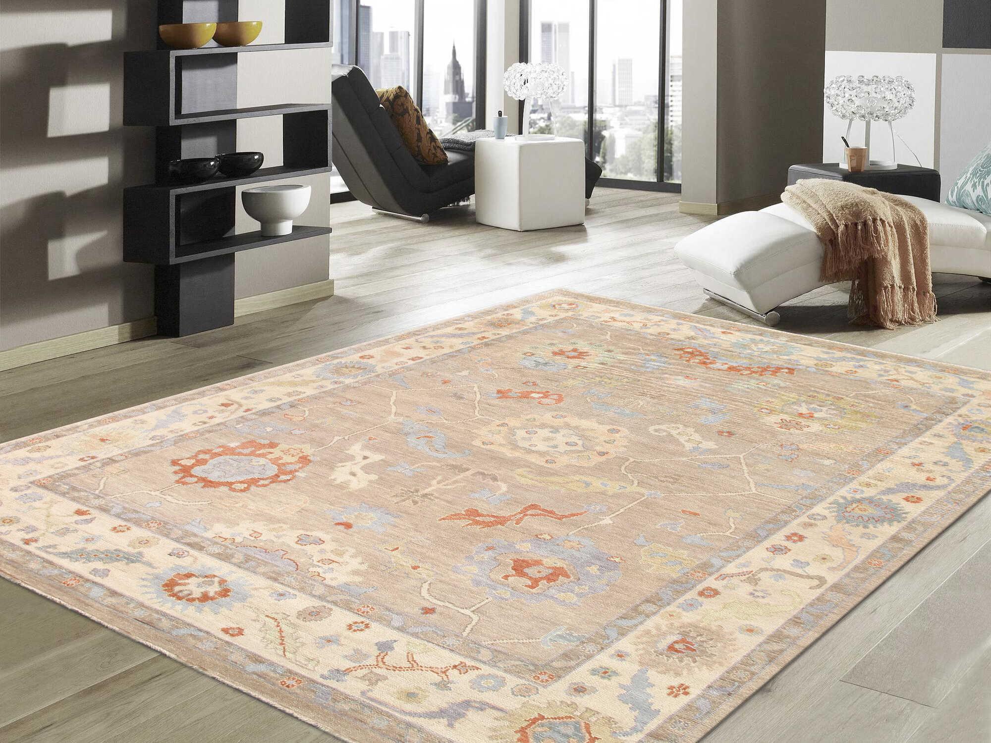 Pasargad Home Oushak Bordered Area Rug