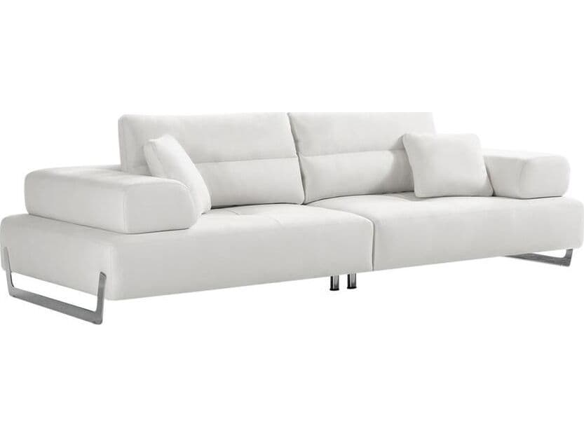 Pasargad Home Positano Ravenna White Chrome Upholstered Sofa