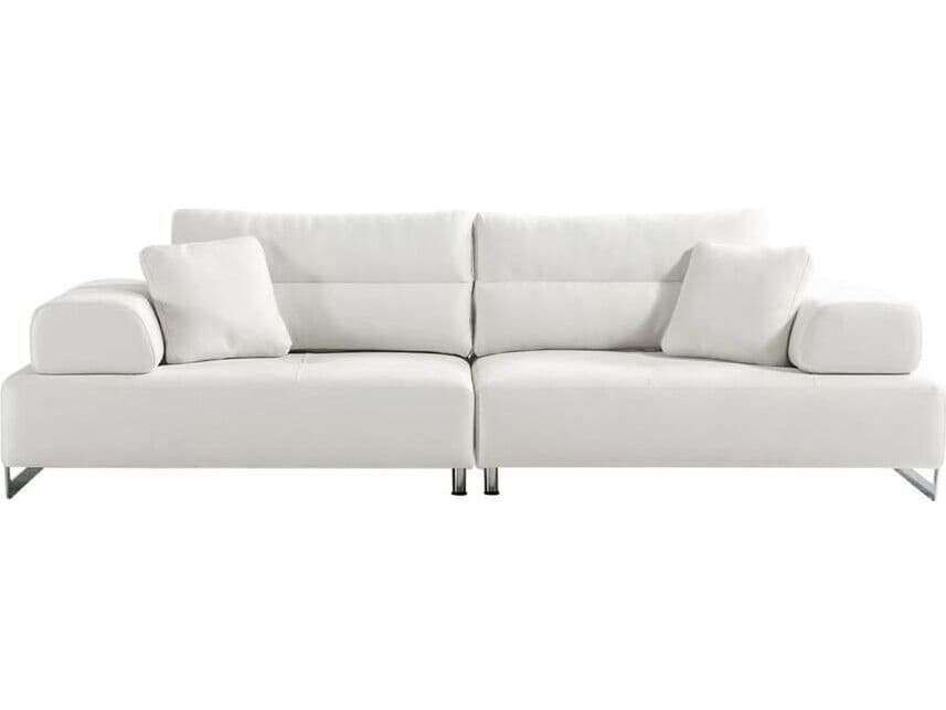 Pasargad Home Positano Ravenna White Chrome Upholstered Sofa