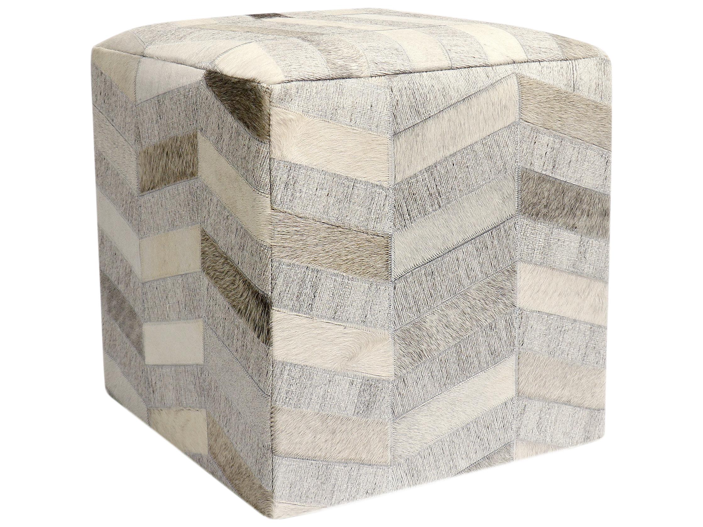 Pasargad Home Galaxy Silver Cowhide Ottoman