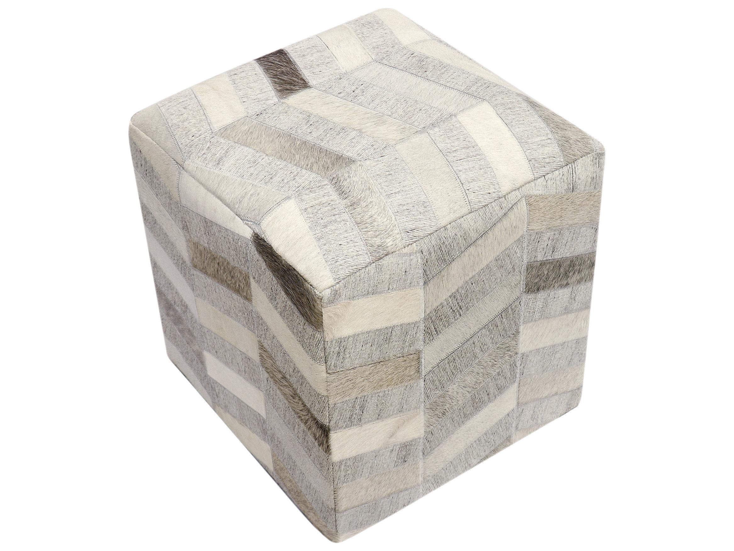 Pasargad Home Galaxy Silver Cowhide Ottoman