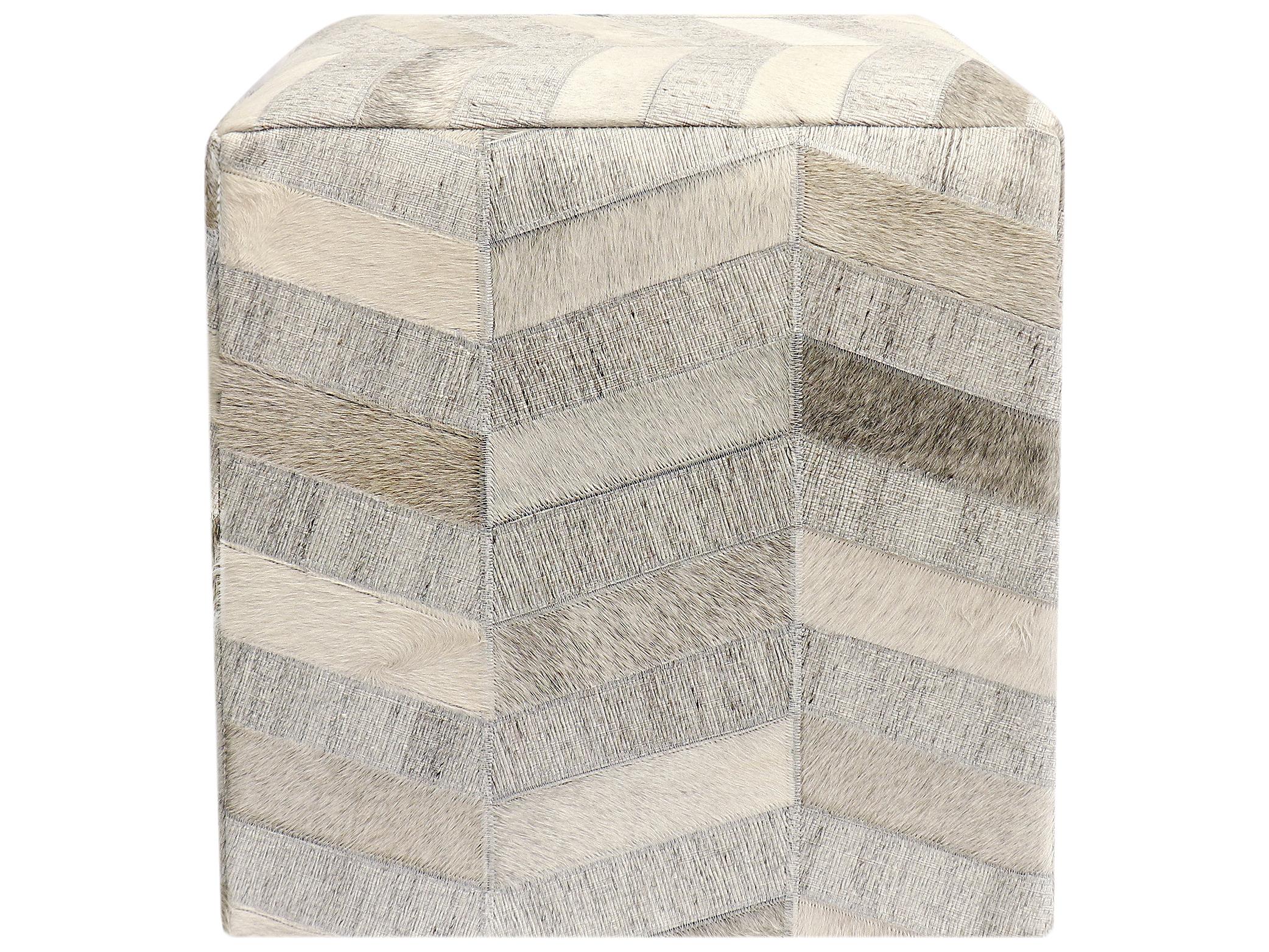 Pasargad Home Galaxy Silver Cowhide Ottoman