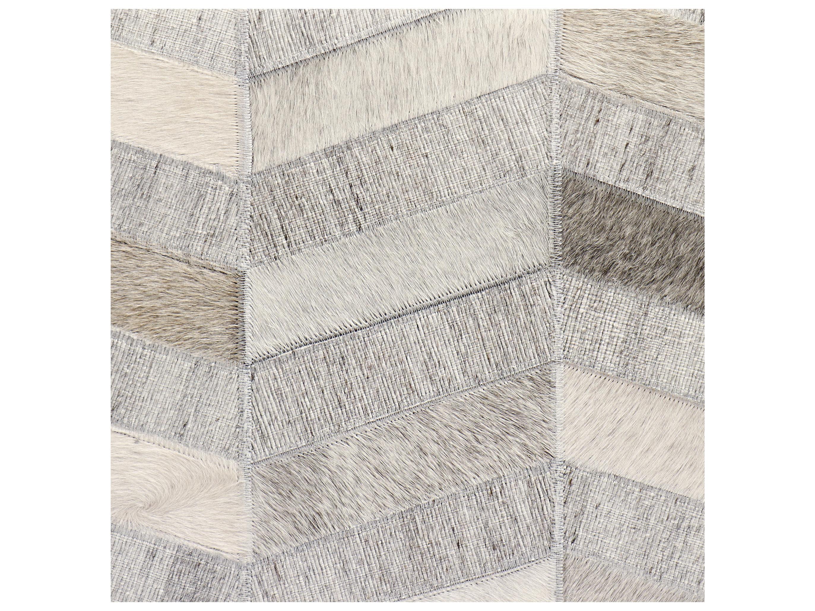 Pasargad Home Galaxy Silver Cowhide Ottoman