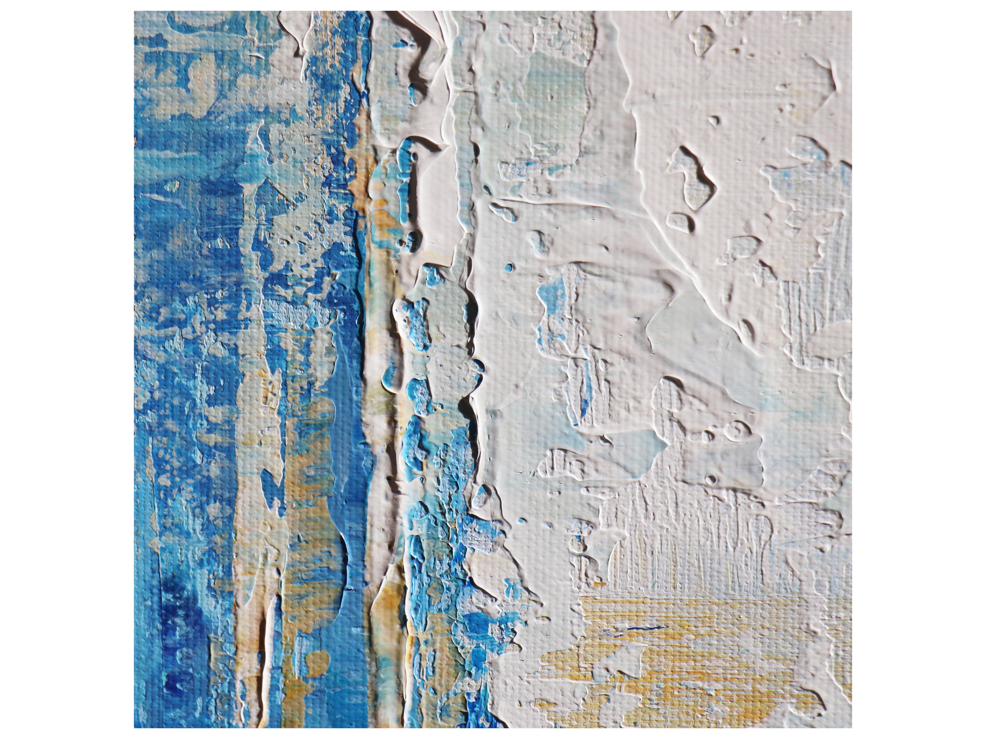 Pasargad Home Lush Azure Hand-Painted Blue & Multicolor Abstract Oil Painting