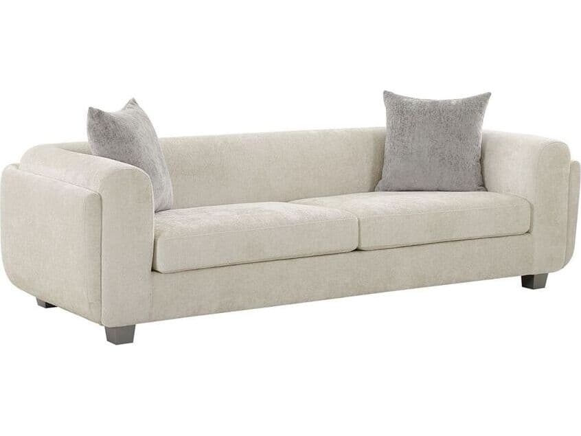 Pasargad Home Noho Bergamo Ivory Silver White Upholstered Sofa