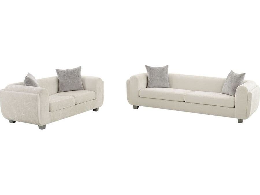 Pasargad Home Noho Bergamo Ivory Silver White Upholstered Sofa