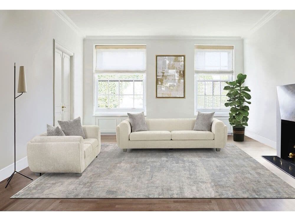 Pasargad Home Noho Bergamo Ivory Silver White Upholstered Sofa