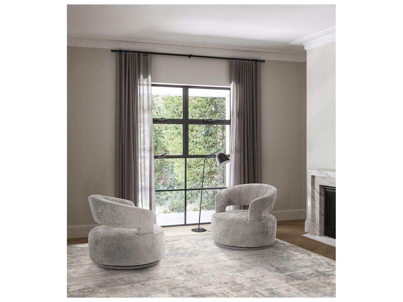 Pasargad Home Noho Piagia Swivel Silver Accent Chair