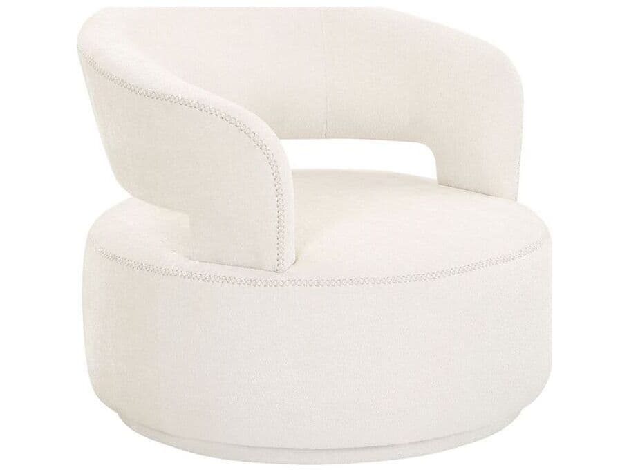 Pasargad Home Noho Piagia Swivel White Accent Chair