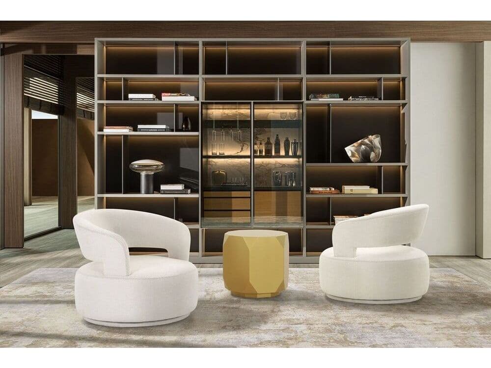 Pasargad Home Noho Piagia Swivel White Accent Chair