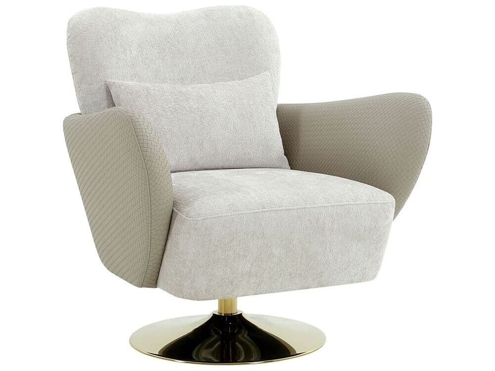Pasargad Home Noho Mercer Swivel Beige Accent Chair