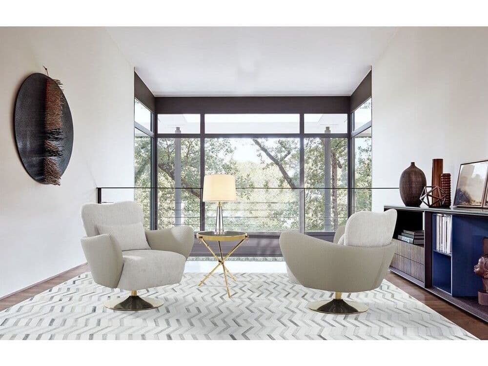 Pasargad Home Noho Mercer Swivel Beige Accent Chair