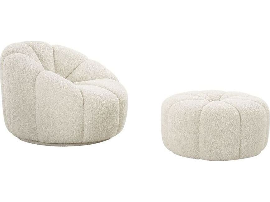 Pasargad Home Noho Pompeii Cream Upholstered Ottoman