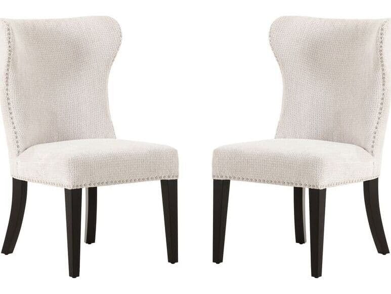 Pasargad Home Sorano Elara White Upholstered Armless Dining Chair Set of 2