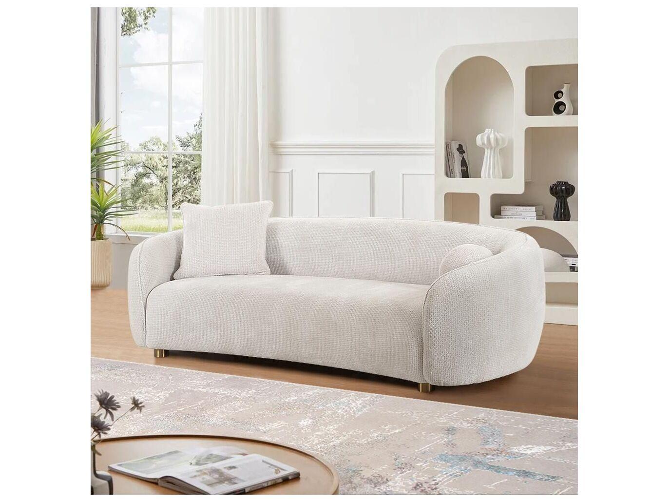 Pasargad Home Noho Zarina Ivory Beige Upholstered Loveseat