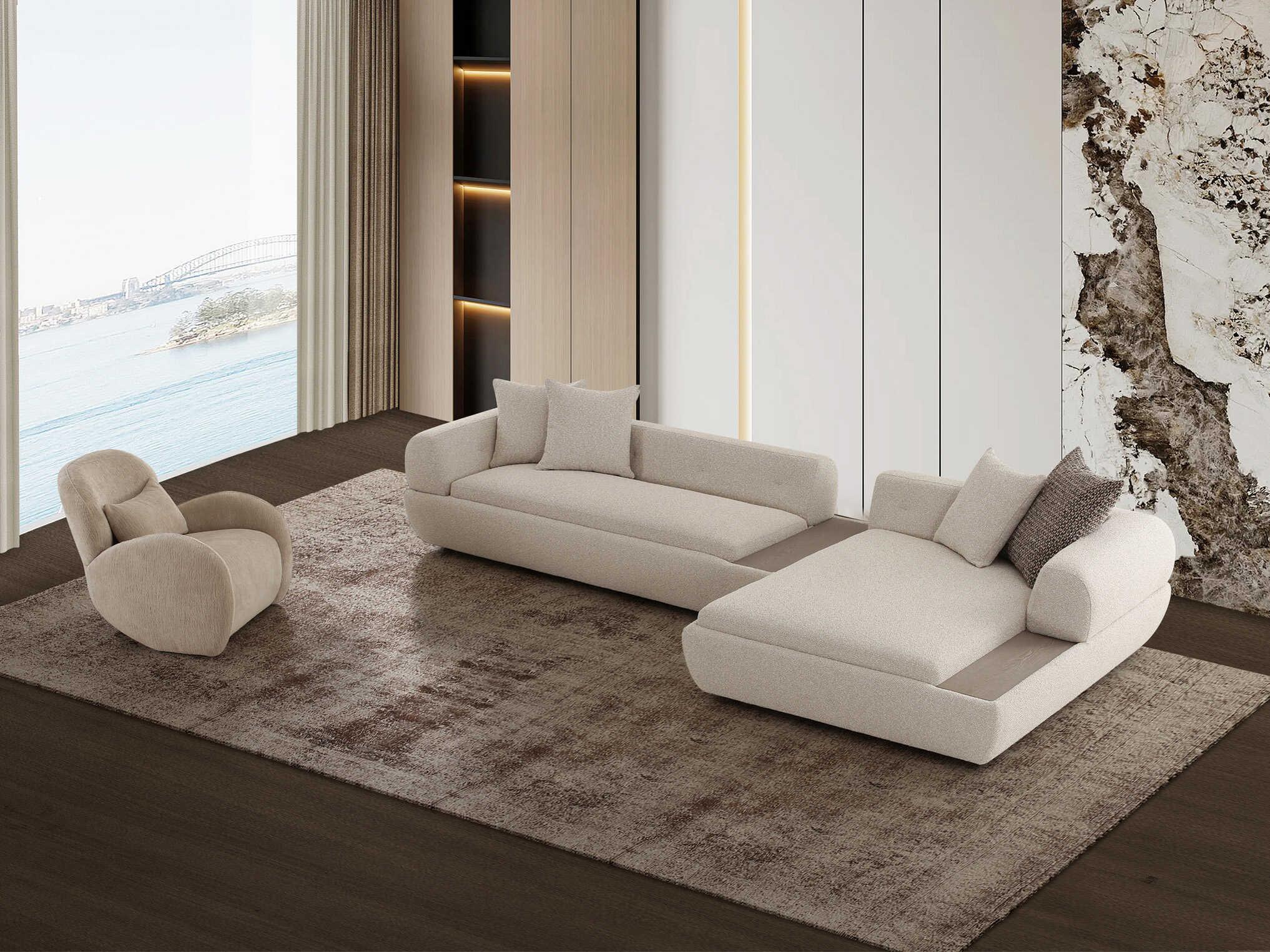 Pasargad Home Noho Amara Upholstered Sectional Sofa