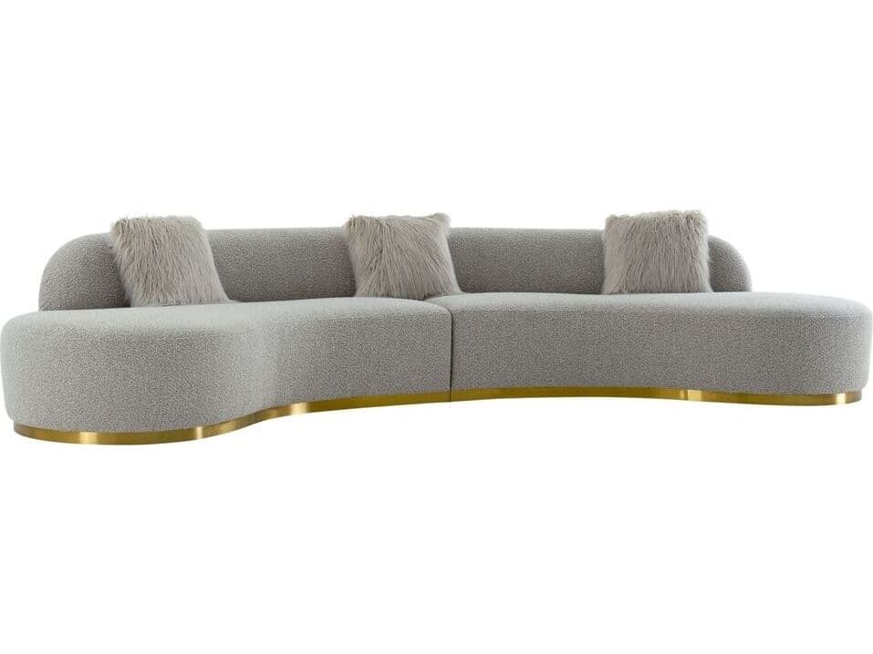 Pasargad Home Noho Simona Grey Gold Upholstered Sofa