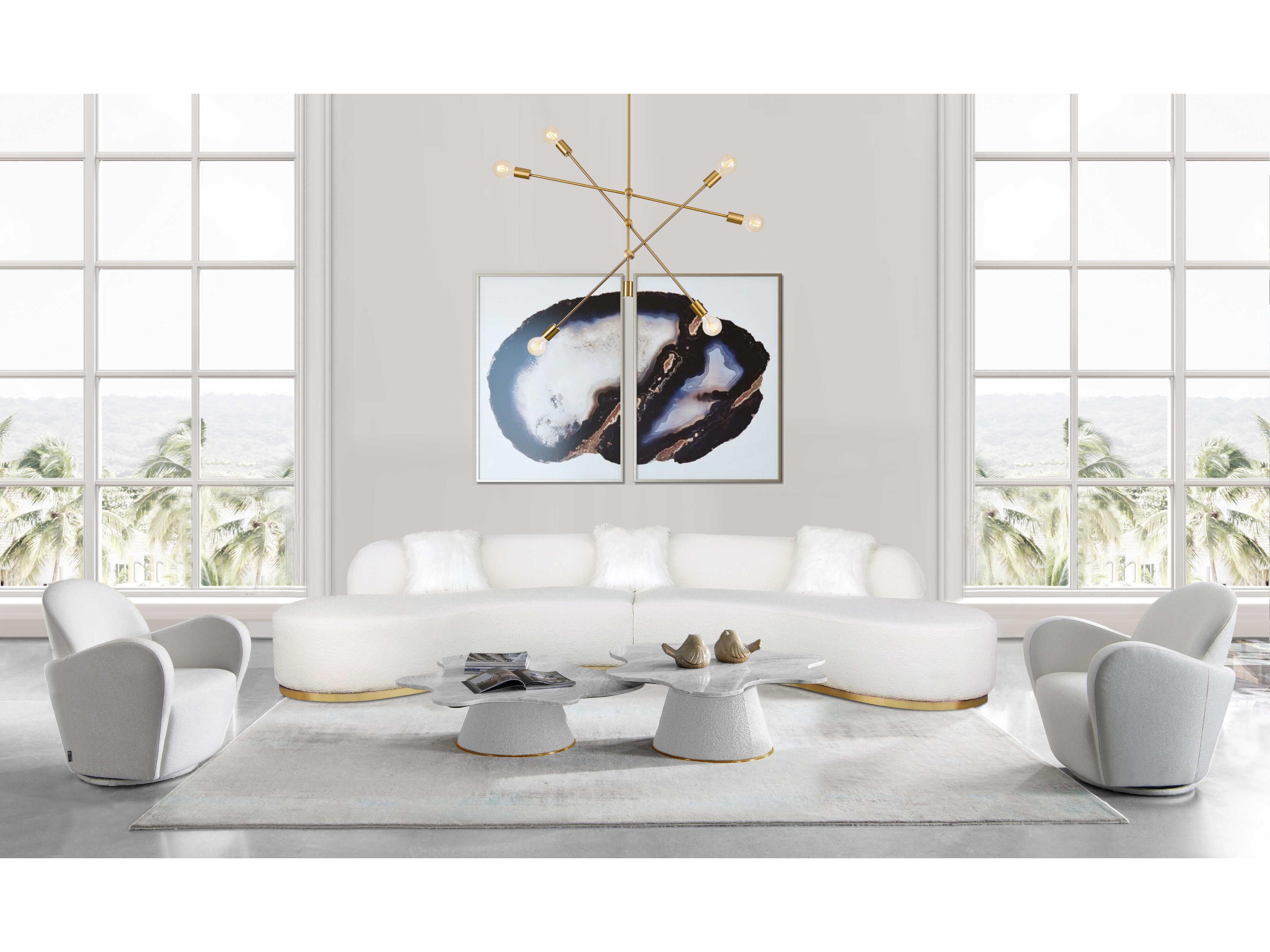 Pasargad Home Noho Simona Cream White Upholstered Sofa