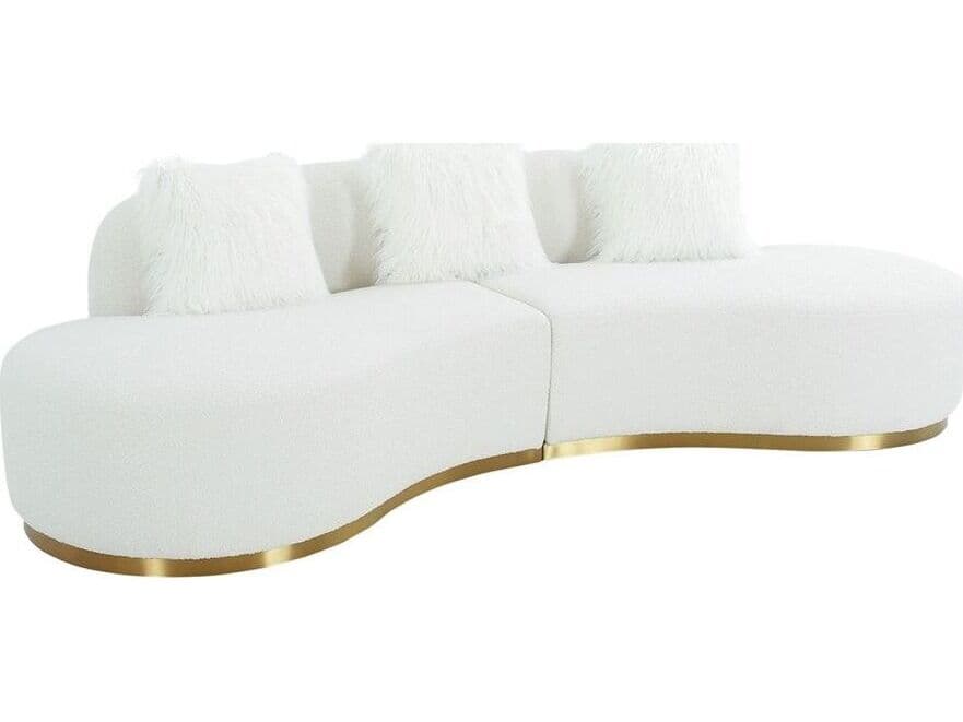 Pasargad Home Noho Simona Ivory Gold White Upholstered Sofa