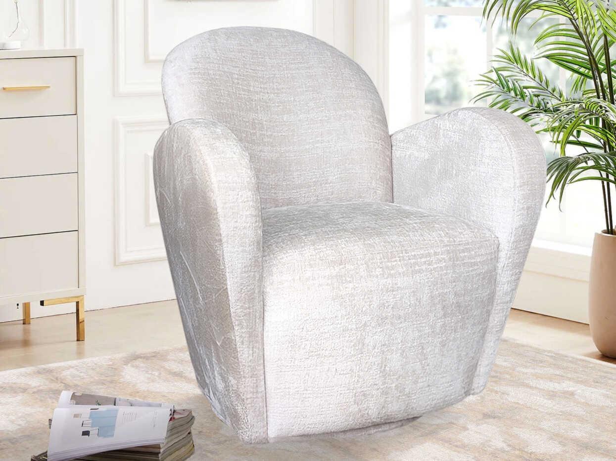 Pasargad Home Noho Maxim Swivel White Accent Chair