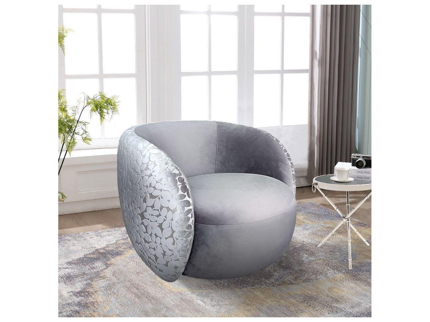 Pasargad Home Noho Allure Swivel Gray Accent Chair