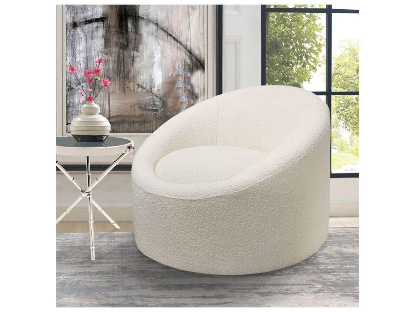 Pasargad Home Noho Sienna Swivel White Accent Chair