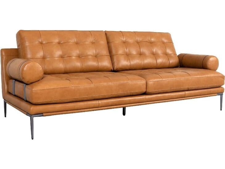 Pasargad Home Vicenza Kimberly Brown Leather Sofa