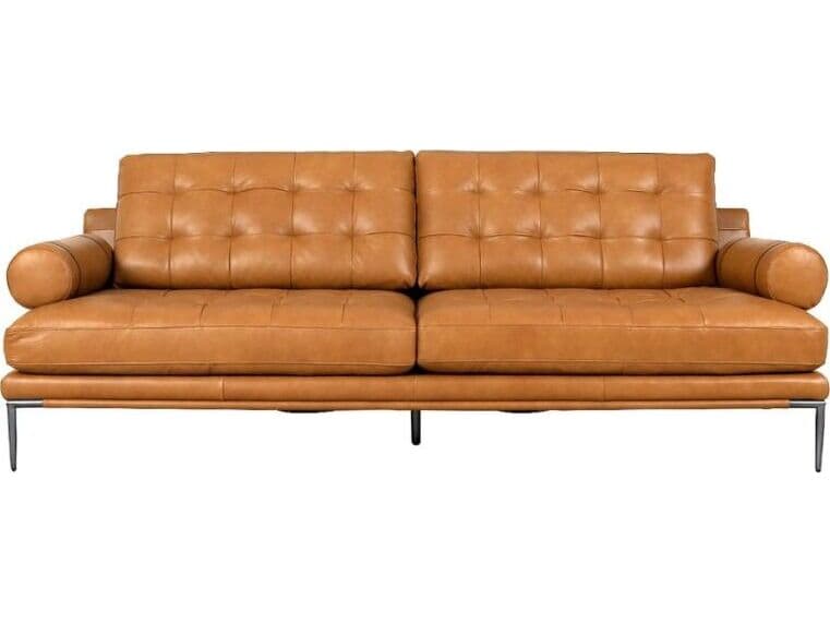 Pasargad Home Vicenza Kimberly Brown Leather Sofa