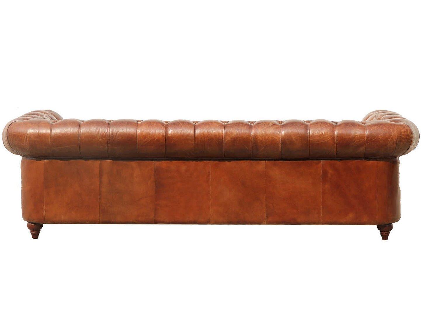 Pasargad Home Paris Club Chester Bay Brown Leather Sofa