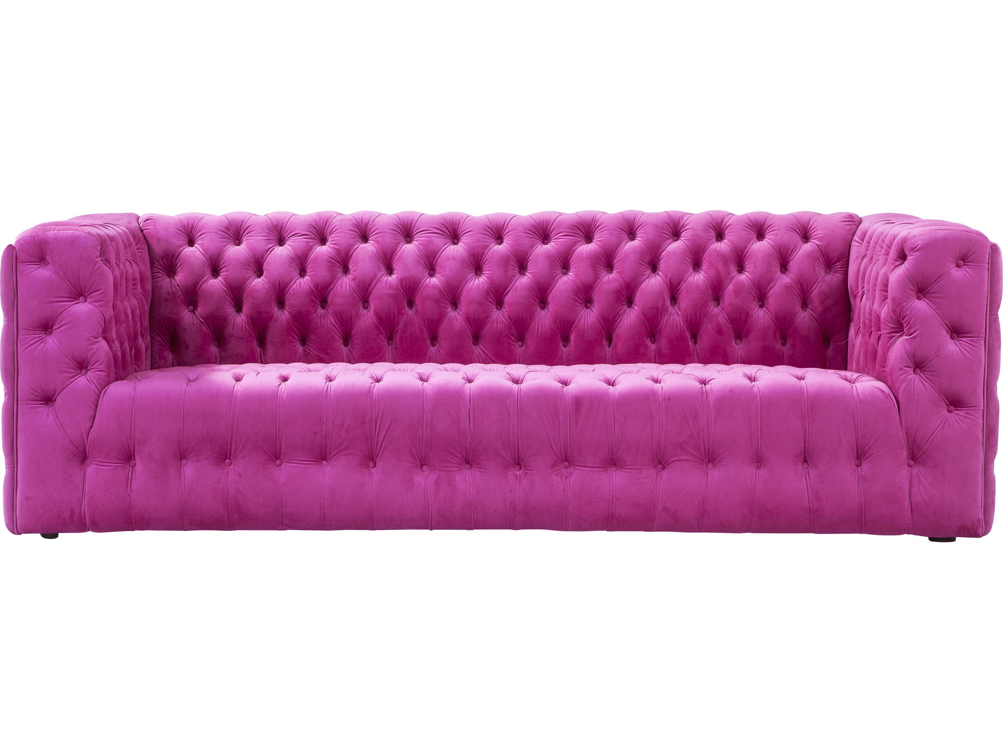 Pasargad Home Vicenza Fuschia Pink Velvet Upholstered Sofa