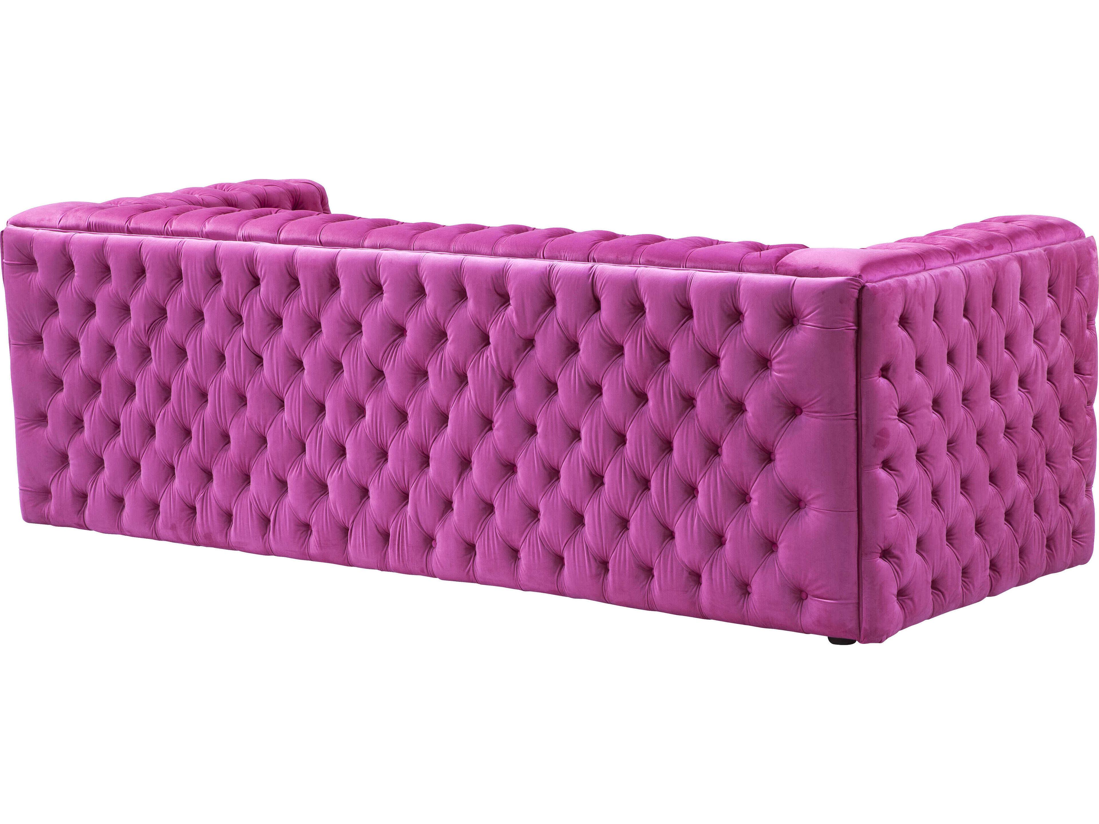Pasargad Home Vicenza Fuschia Pink Velvet Upholstered Sofa