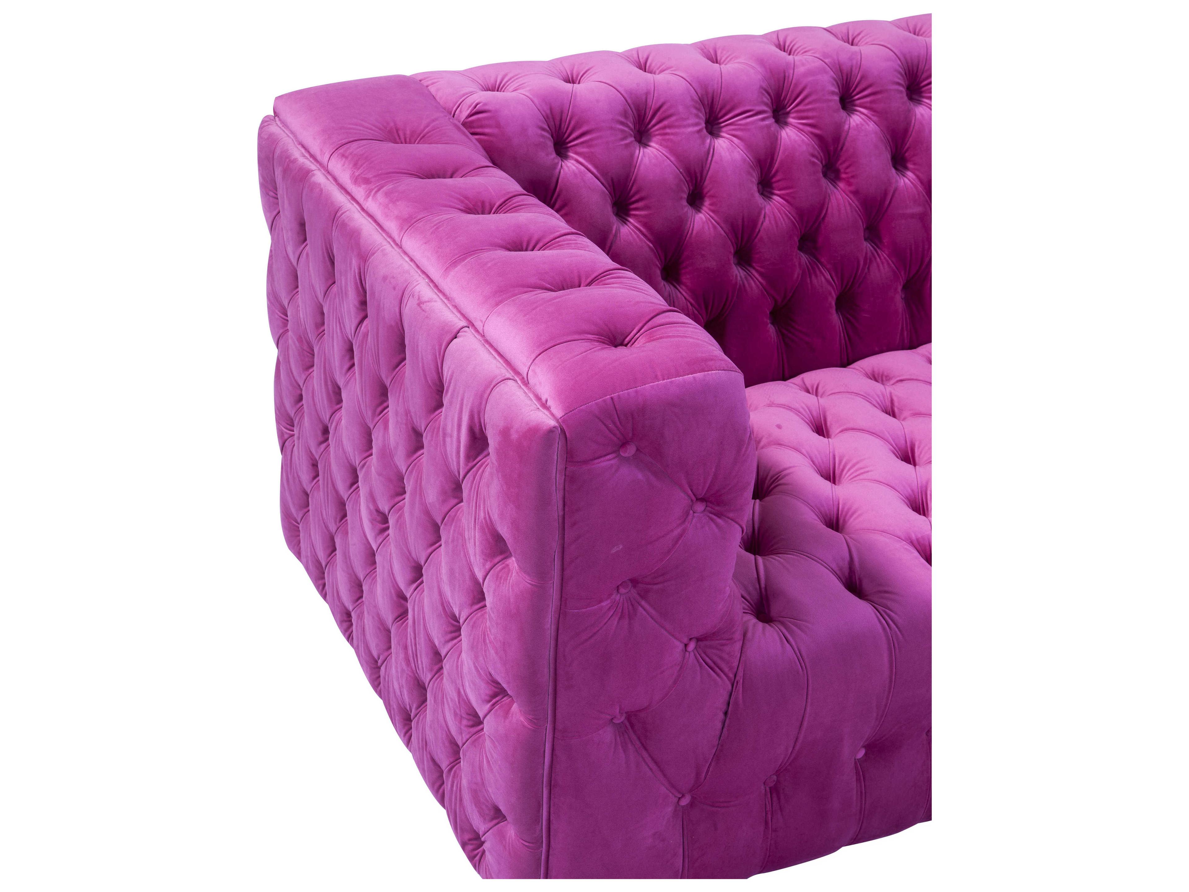 Pasargad Home Vicenza Fuschia Pink Velvet Upholstered Sofa