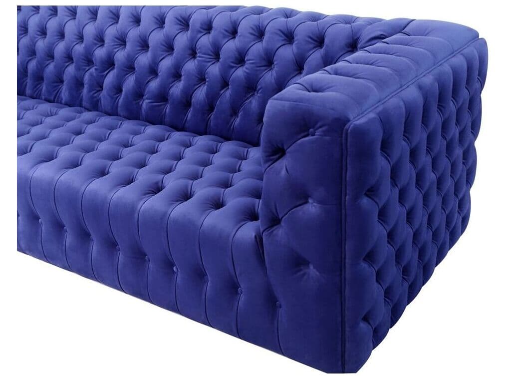 Pasargad Home Vicenza Blue Velvet Upholstered Sofa