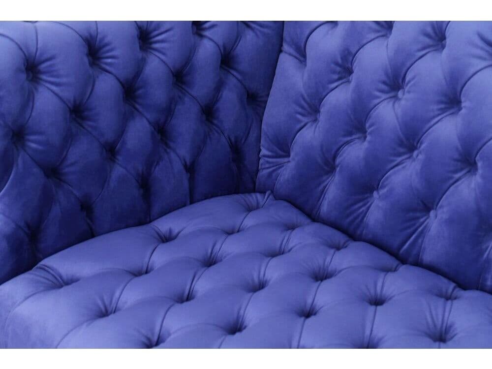 Pasargad Home Vicenza Blue Velvet Upholstered Sofa