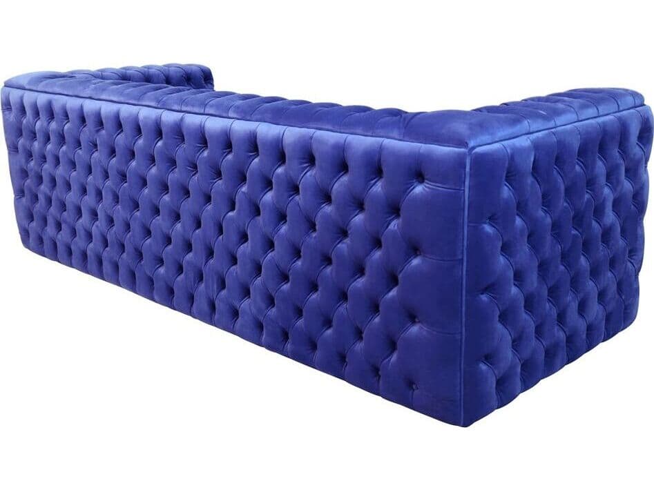 Pasargad Home Vicenza Blue Velvet Upholstered Sofa