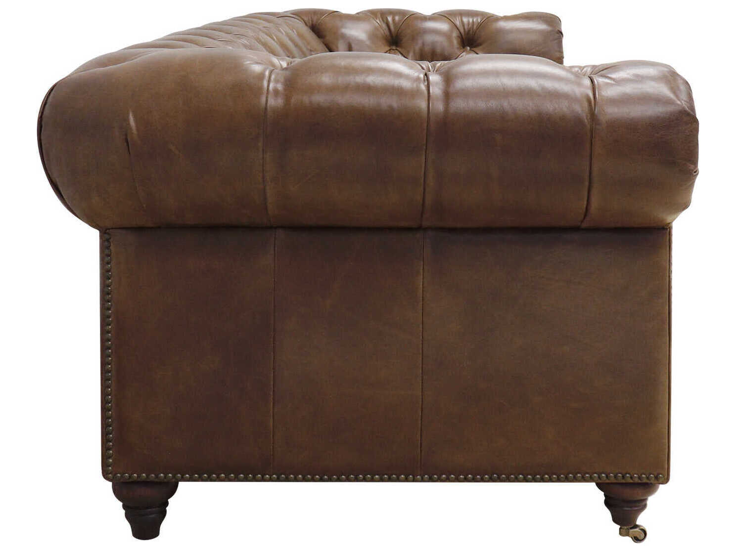 Pasargad Home Paris Club Chester Bay Brown Leather Sofa