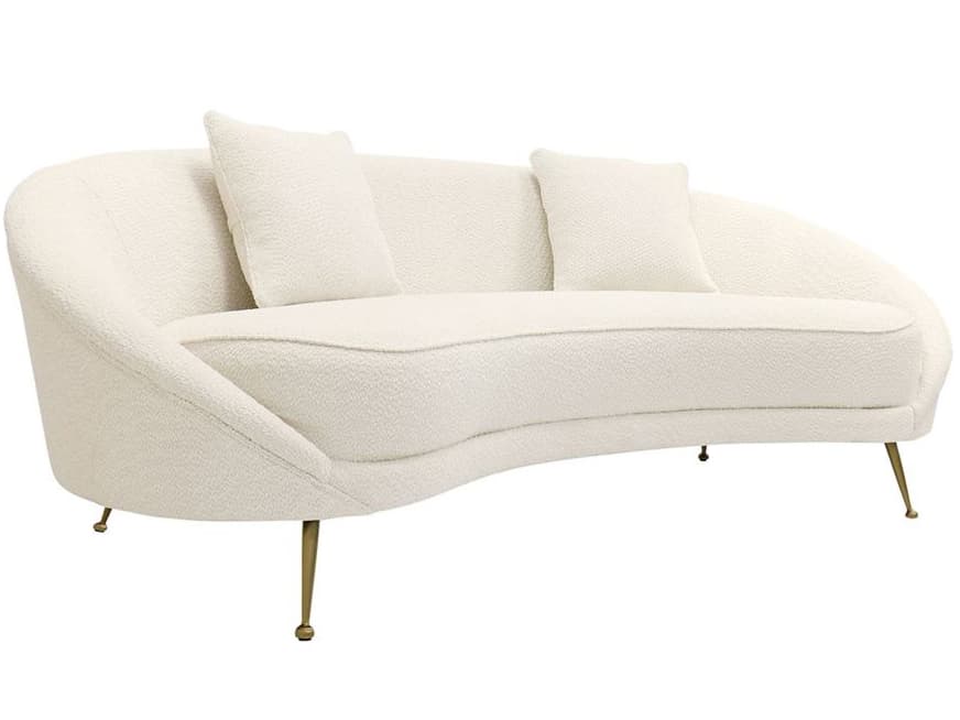 Pasargad Home Vicenza Luna Ivory Gold White Upholstered Sofa