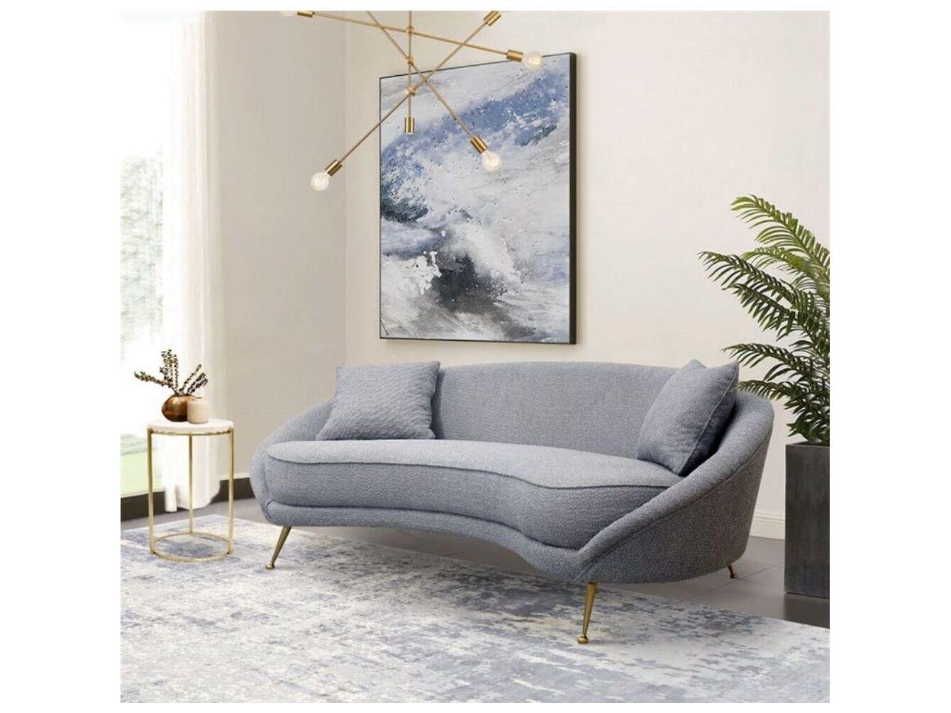 Pasargad Home Vicenza Luna Grey Gold Upholstered Sofa