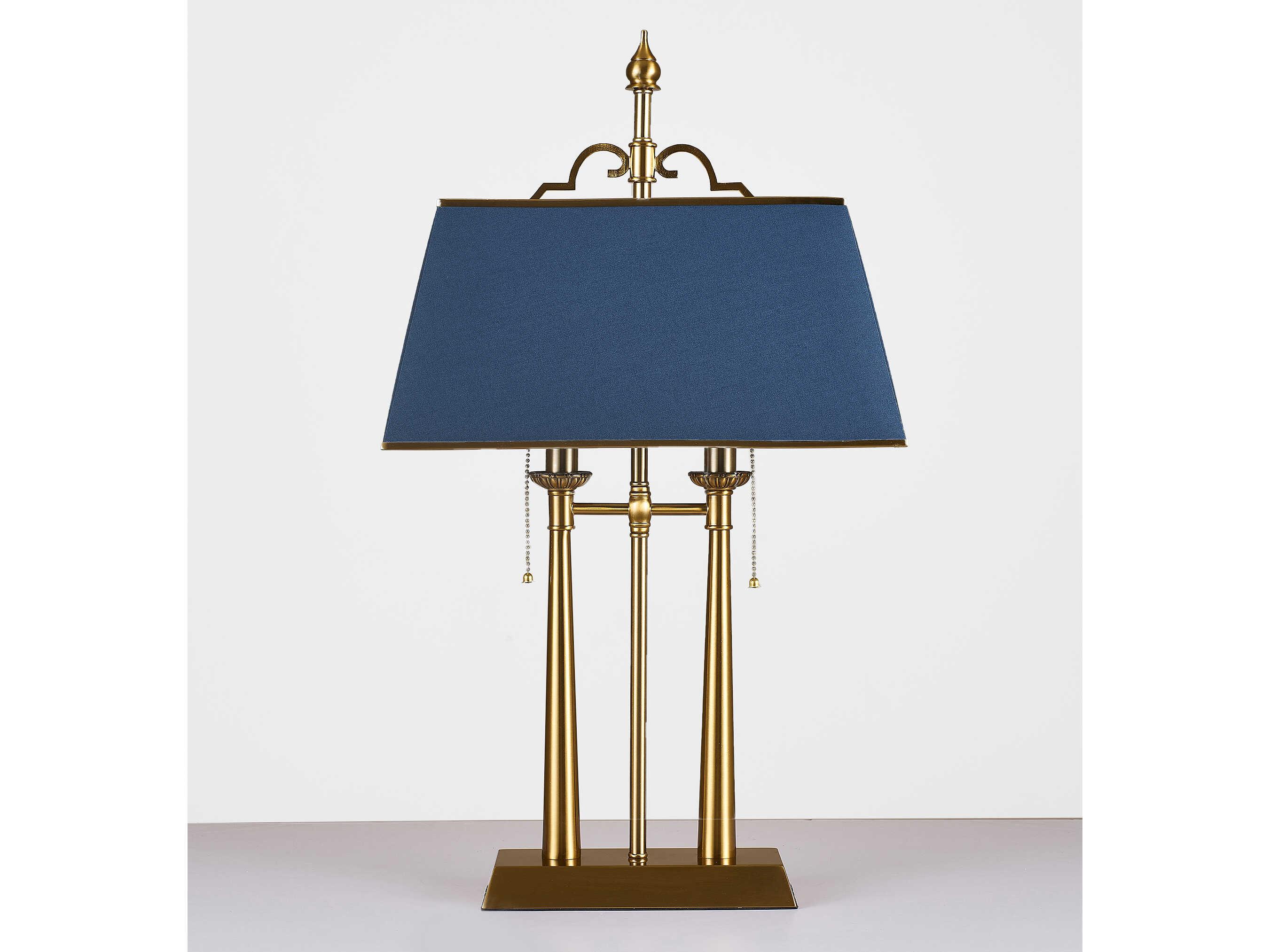 Pasargad Home Regal Executive Brushed Gold Blue Traditional Table Lamp