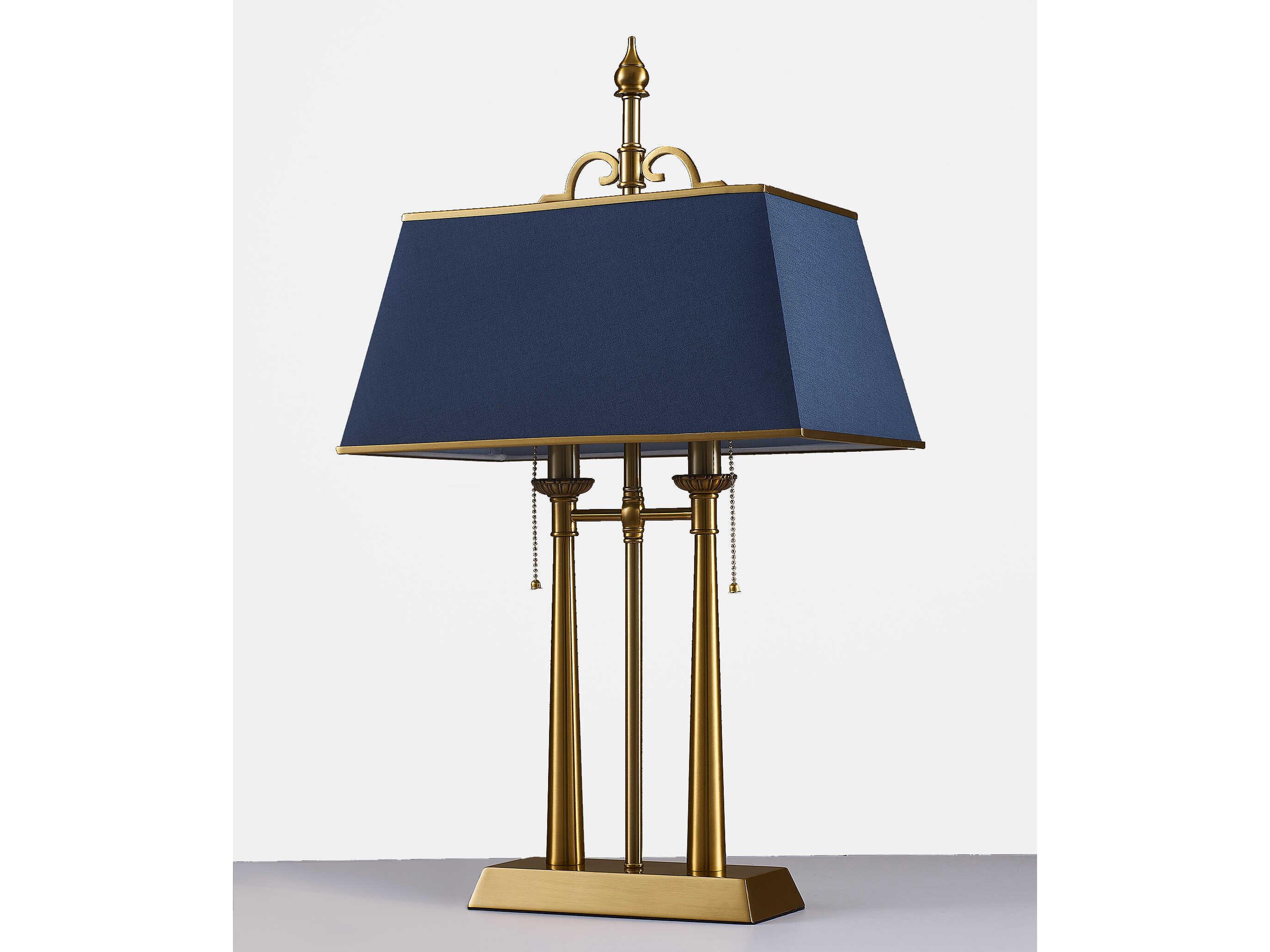 Pasargad Home Regal Executive Brushed Gold Blue Traditional Table Lamp