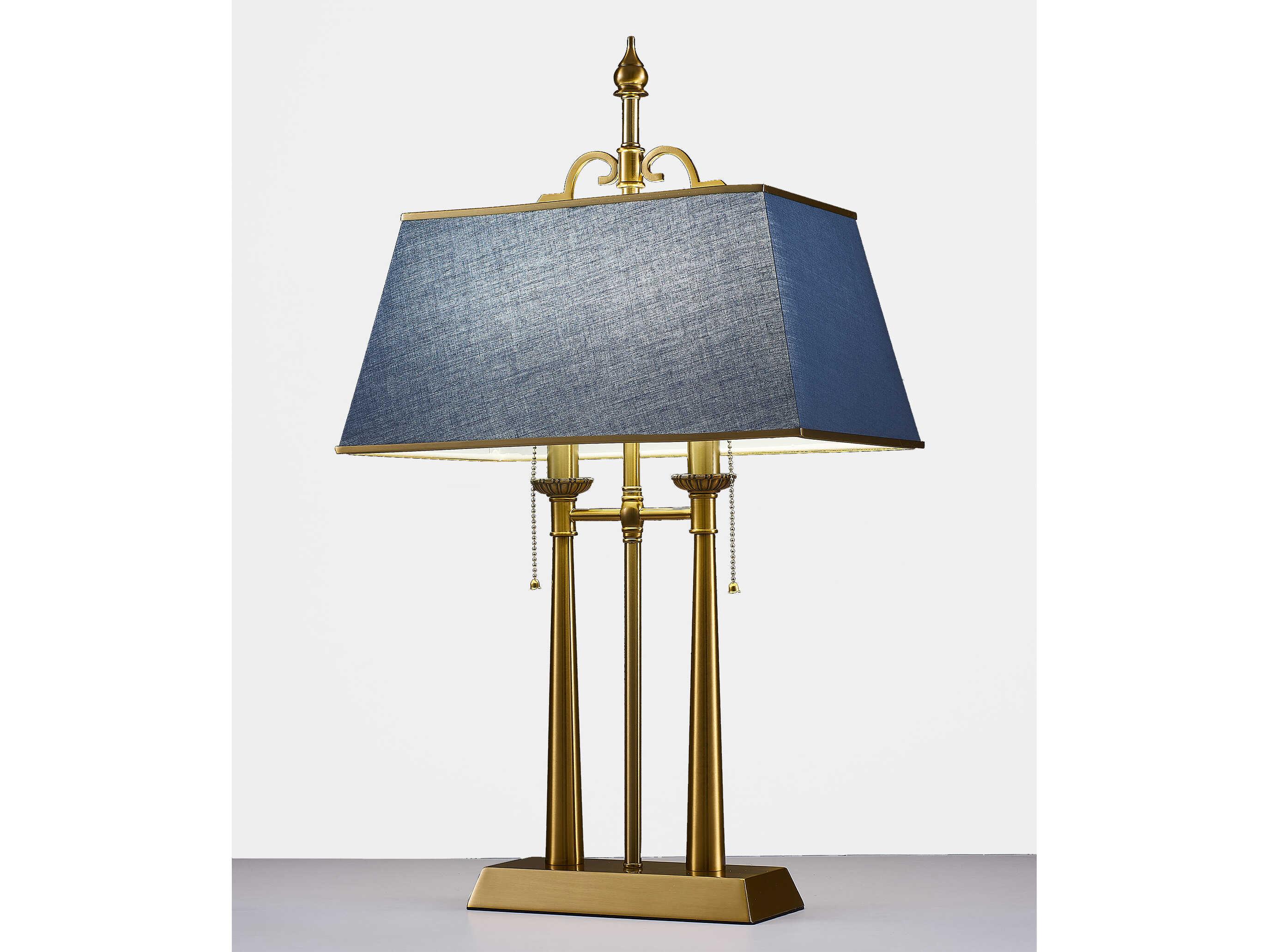 Pasargad Home Regal Executive Brushed Gold Blue Traditional Table Lamp