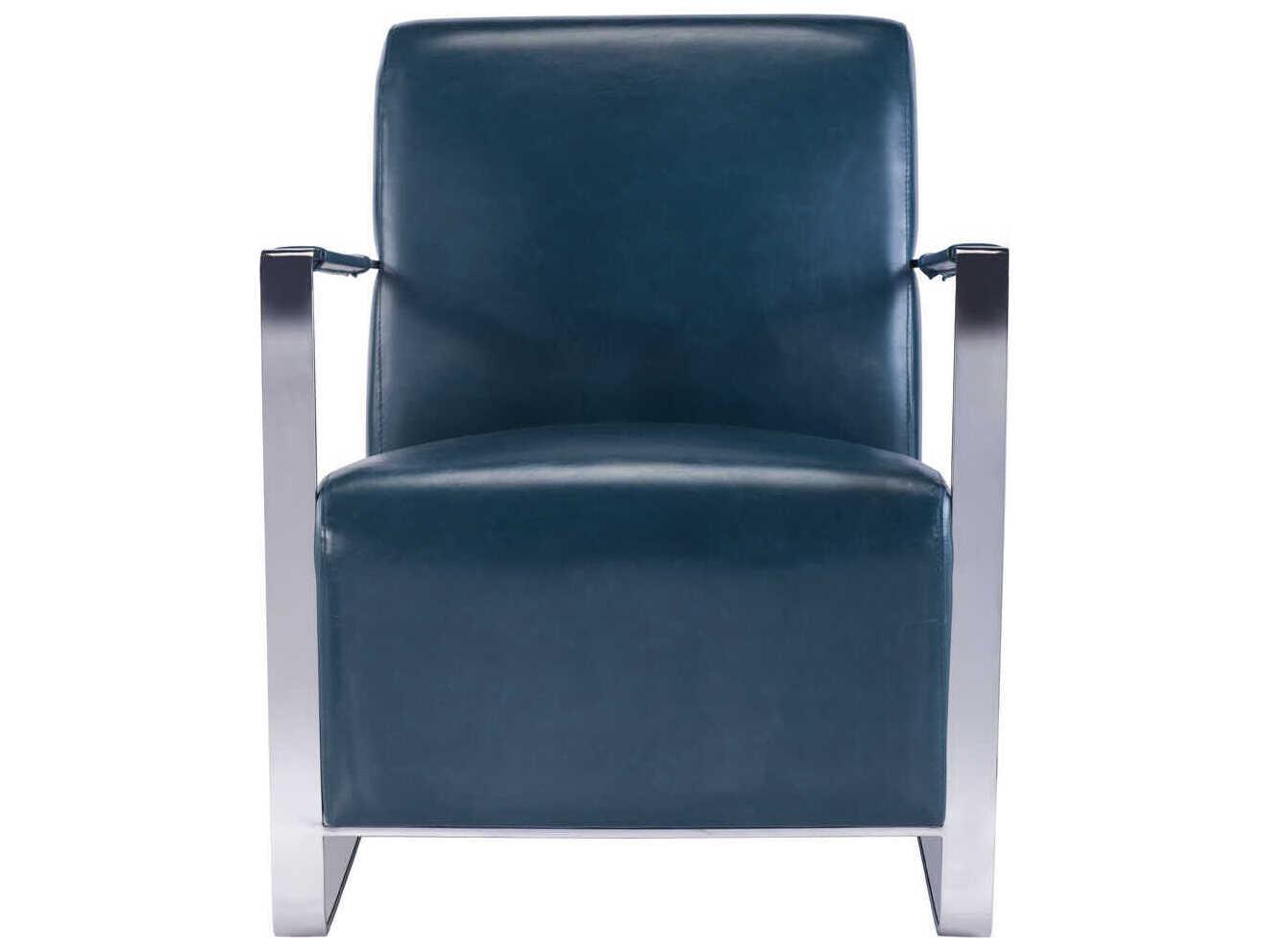 Pasargad Home Luxe Blue Faux Leather Accent Chair
