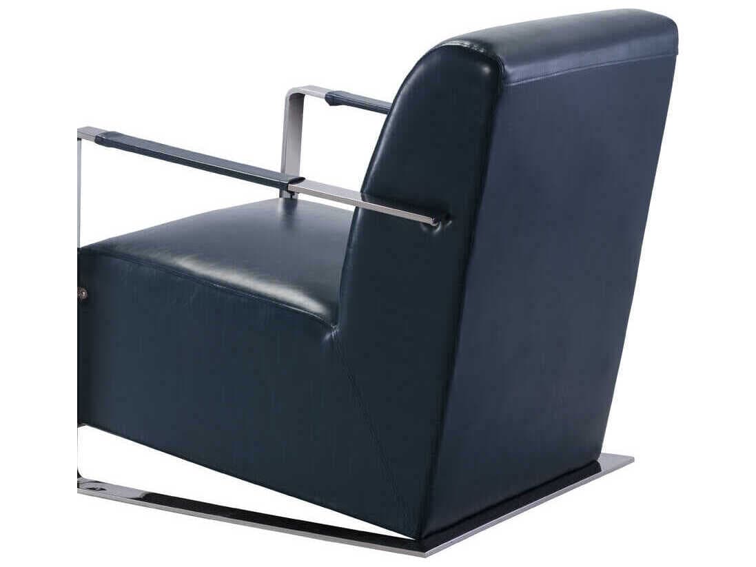 Pasargad Home Luxe Blue Faux Leather Accent Chair